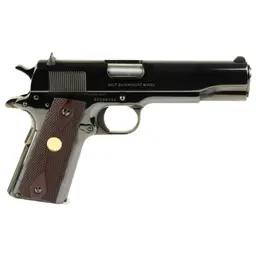 Colt Government Model 1911 .38 Super Full-Size Semi-Auto Pistol 5in Barrel Royal Blue 9+1 Fixed Sights Double Diamond Gold Medallion Grips Webinar - 2