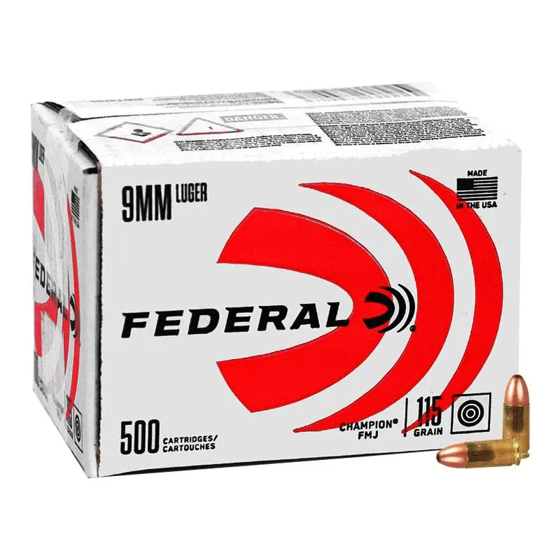 Federal Champion Training Handgun Ammunition 9mm Luger 115 gr FMJ 500/ct Case Webinar - 1