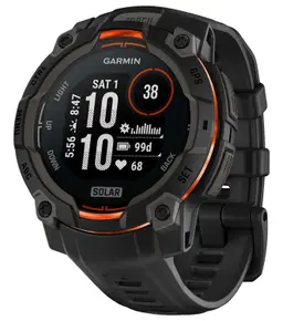 Garmin 0100293400 Instinct 3 Solar Black Band Sunlight-Visible/Transflective MIP Display Lithium Ion Compatible w/ iPhone/Android Webinar - 1