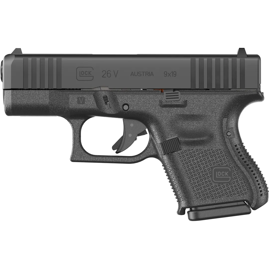 GLOCK 26V V Series Sub-Compact 9mm Striker-Fired Pistol 3.43in GMB Barrel nDLC Black 10rd Fixed Sights 3 Magazines Webinar