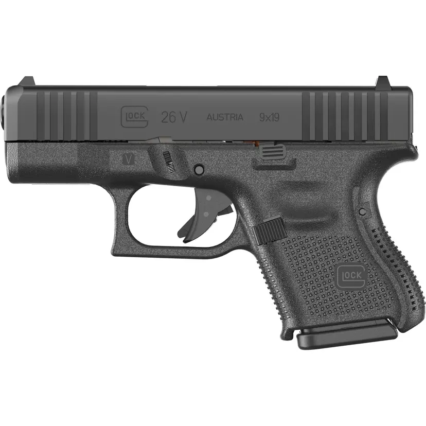 GLOCK 26V V Series Sub-Compact 9mm Striker-Fired Pistol 3.43in GMB Barrel nDLC Black 10rd Fixed Sights 3 Magazines Webinar - 1