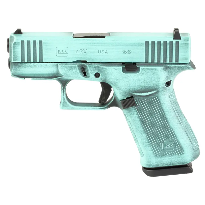 GLOCK 43X 9MM Battle Worn Robins Egg Blue Webinar - 1