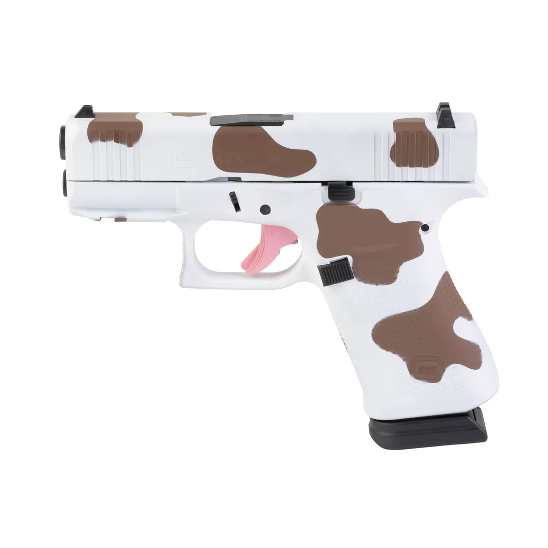 GLOCK 43X 9mm Skydas Cerakote Brown White Cow Print 15rd Webinar
