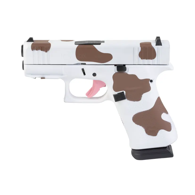GLOCK 43X 9mm Skydas Cerakote Brown White Cow Print 15rd Webinar - 1