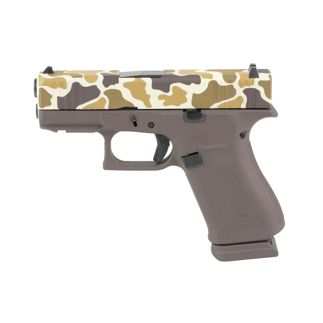 GLOCK 43X 9mm Sub-Compact Striker-Fired Pistol 3.41in Barrel 15+1 Fixed Sights Duck Camo Cerakote 2 Mags Webinar