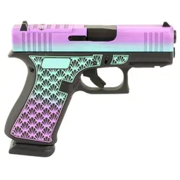 GLOCK 43X 9mm Sub-Compact Striker-Fired Pistol 3.41in Barrel 15+1 Island Bug Cerakote Shark Coast Tactical Custom Stipple Fixed Sights 2 Mags Webinar - 2