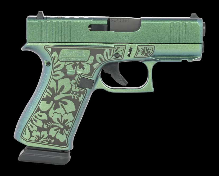 Glock 43X 9mm 15+1 Lime Green Cerakote w/ Flowers Webinar - 1
