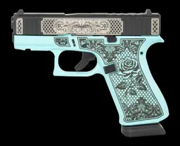 Glock 43X Black/Silver Cerakote Aqua Rose Cerakote 9mm Webinar - 2