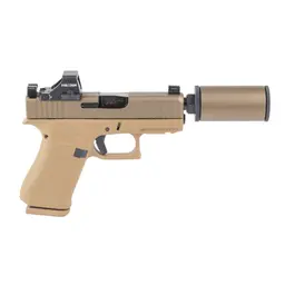 GLOCK 43X Hush Puppy 9mm Sub-Compact Pistol w/ Holosun 407K, 3.92in 1/2x28 Threaded Barrel, FDE Cerakote, 10rd, Compact Model 2 Suppressor Webinar - 3