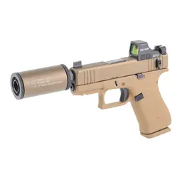 GLOCK 43X Hush Puppy 9mm Sub-Compact Pistol w/ Holosun 407K, 3.92in 1/2x28 Threaded Barrel, FDE Cerakote, 10rd, Compact Model 2 Suppressor Webinar - 4