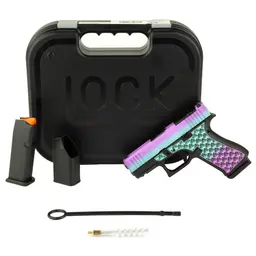 GLOCK 43X MOS 9mm Sub-Compact Striker-Fired Pistol 3.41in Island Bug Cerakote 10+1 2 Mags Optic Cut Webinar - 1