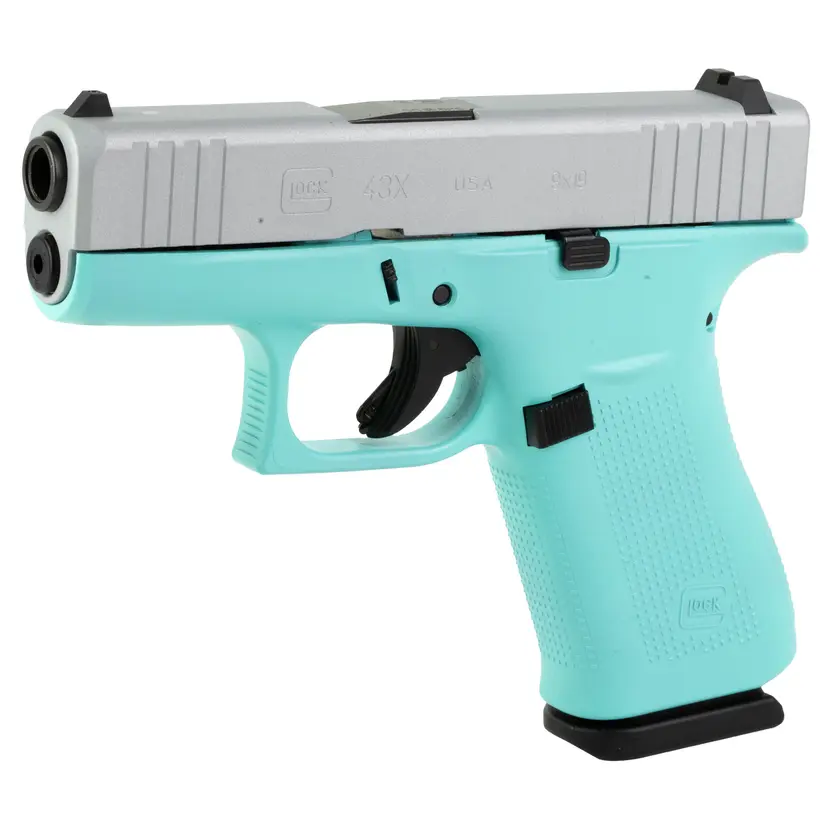 Glock 43X Robin's Egg Blue w/ Crushed Silver Slide 9mm Webinar - 1