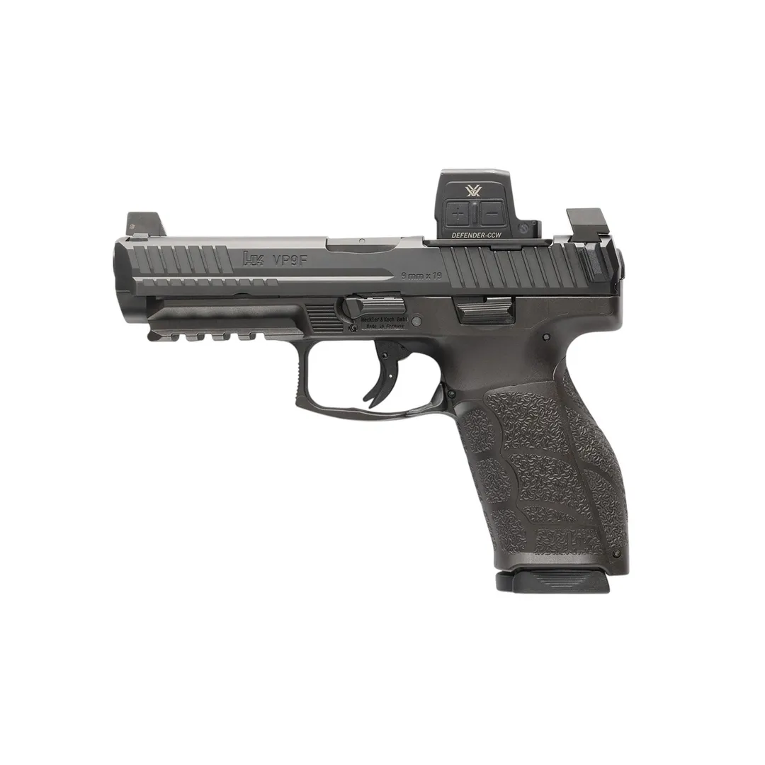 Heckler & Koch HK VP9A1 F 9mm Full Size Striker-Fired Pistol 4.5in Black, Vortex Defender Red Dot, Night Sights, 20+1 Webinar