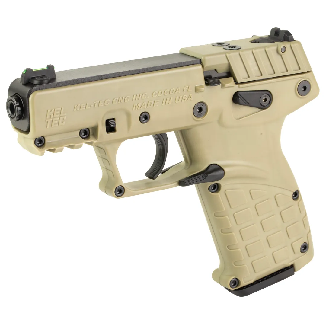 Kel-Tec P17 Compact 22LR Semi-Auto Pistol 3.8in Threaded Barrel Tan Matte 10+1 Fiber Optic Front Sight 3 Magazines Webinar