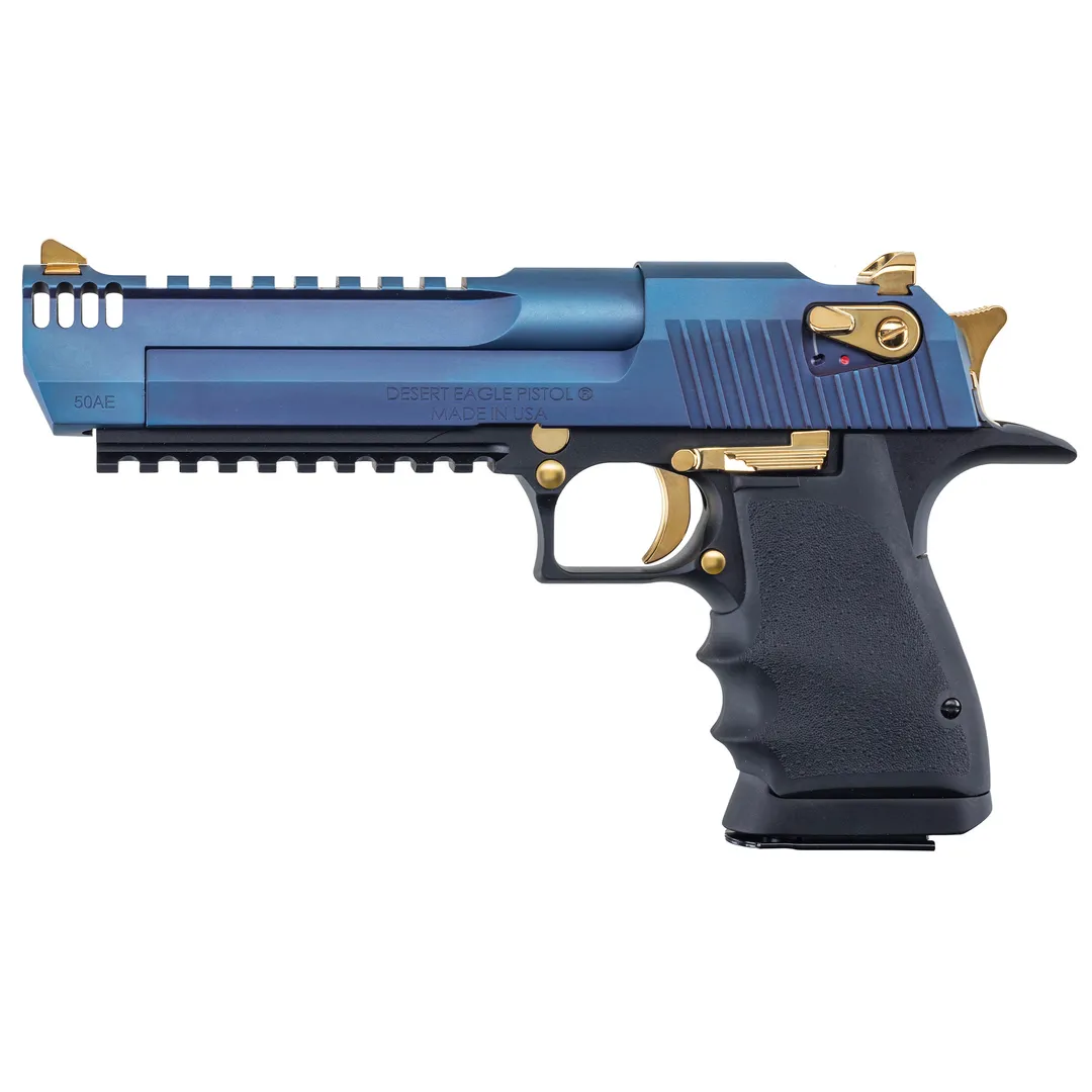 Magnum Research Desert Eagle L6 50AE 6" Carbo Blue/Black W/ Gold Controls Webinar
