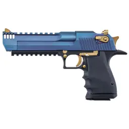 Magnum Research Desert Eagle L6 50AE 6" Carbo Blue/Black W/ Gold Controls Webinar - 1