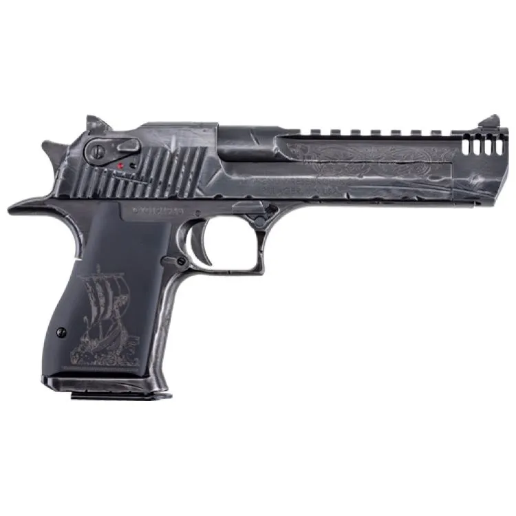 Magnum Research Desert Eagle MK19 Viking .50 AE 6in Single-Action Semi-Auto Pistol 7rd Battle Worn Black Oxide, Muzzle Brake Webinar