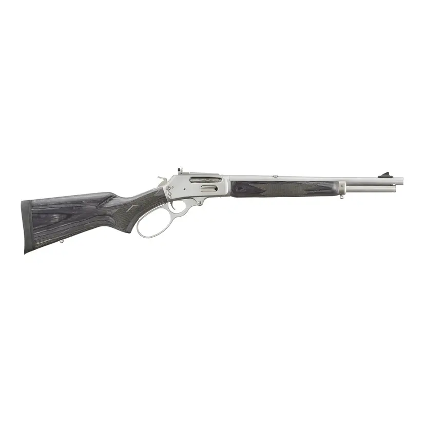 Marlin 336 Trapper 30-30 Lever Action Rifle 16.17" Barrel 5rd Satin Silver Black Laminate Stock Webi - 1
