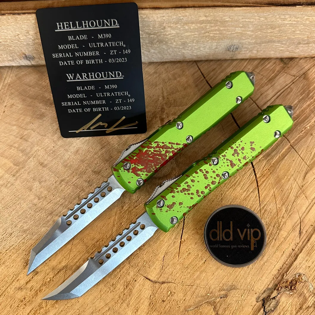Microtech Ultratech Zombie-Tech Hellhound & Warhound Signature Series Stonewash Standard 119-10 SET ZTS Webinar