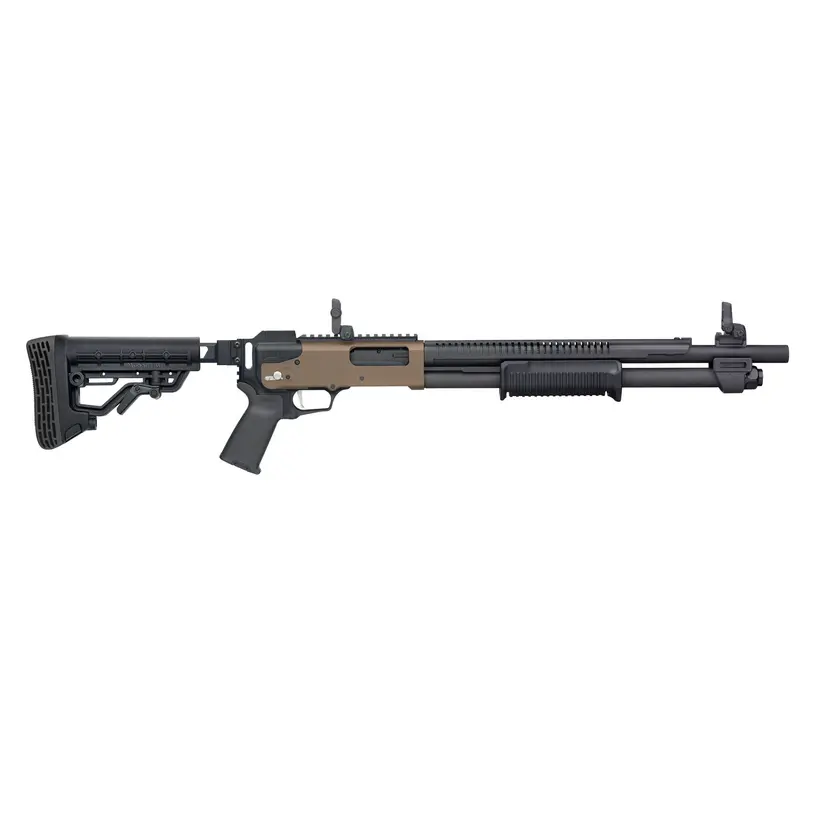 Mossberg 590R 12 Gauge Pump-Action Shotgun 18.5in Barrel 6-Round 2.75in Chamber FDE Cerakote Folding Adjustable Stock Magpul MOE Grip Webinar - 1