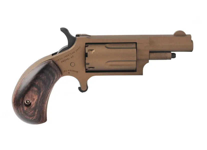 North American Arms Bootlegger .22 Magnum Single-Action Revolver 1.63in Barrel Burnt Bronze Cerakote 5-Round Walnut Birds Head Grips Webinar - 1