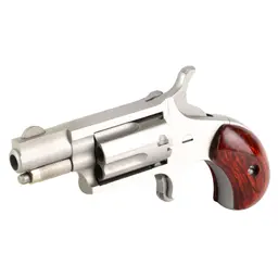 North American Arms NAA Mini Revolver .22 LR 1.125in Barrel 5-Round Stainless Matte, Wood Grips, Oval Ornate Belt Buckle Webinar - 5
