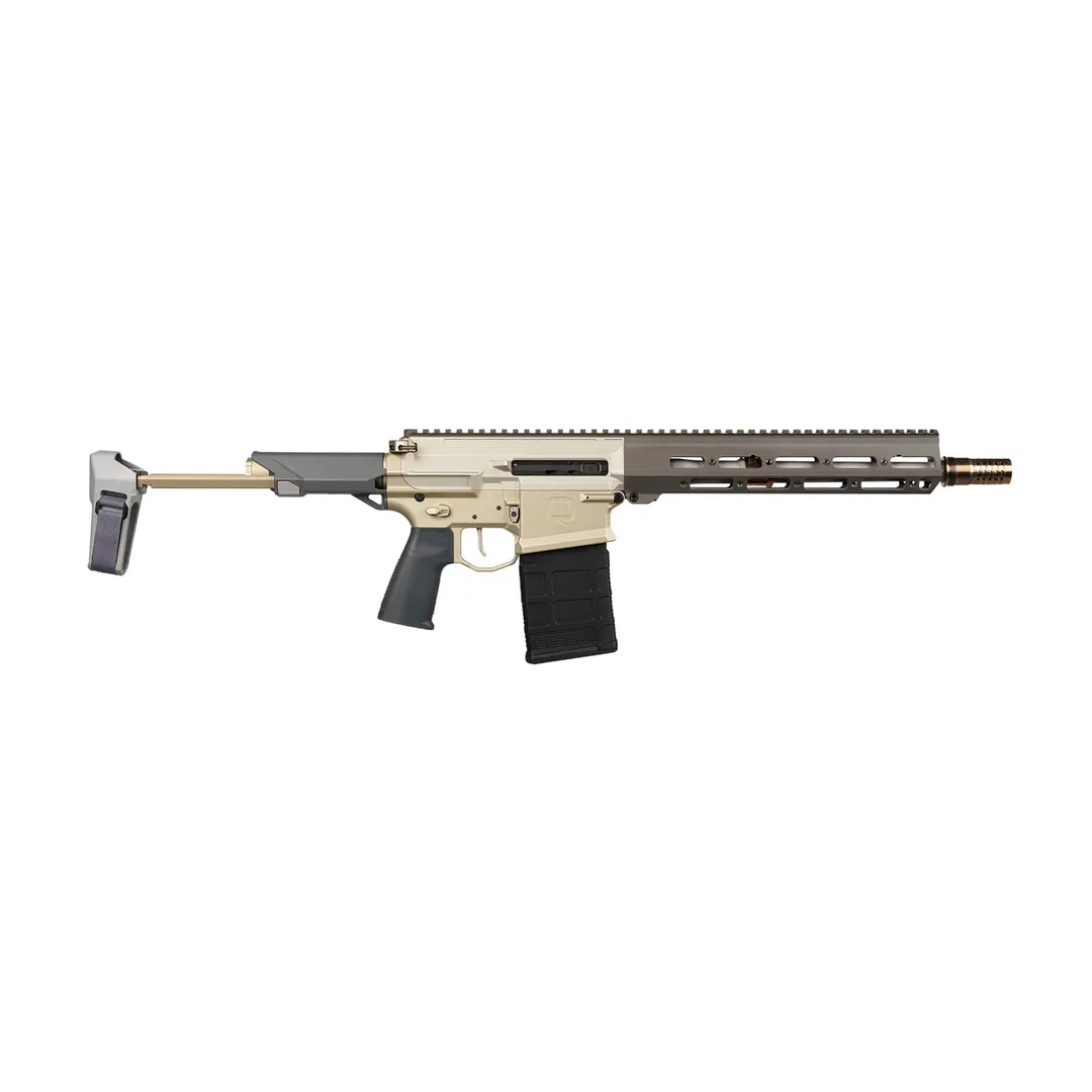 Q Boombox 8.6 Blackout AR Pistol 12in Threaded Barrel FDE Clear Anodized 20rd Semi-Auto w Stabilizing Brace Webinar