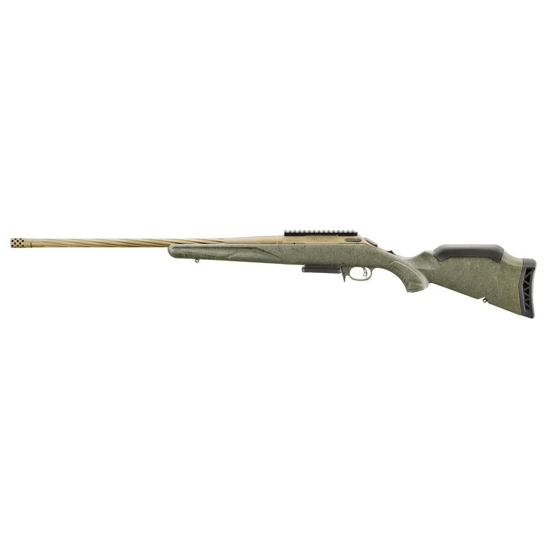 Ruger American Gen II Predator Bolt Action Rifle .270 Win 22in Spiral Fluted Threaded Barrel Burnt Bronze Cerakote Green Splatter Stock 4rd Webinar