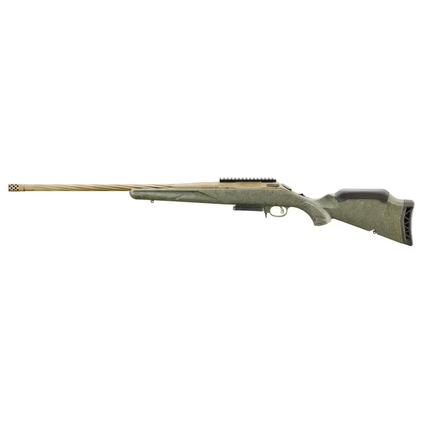 Ruger American Gen II Predator Bolt Action Rifle .270 Win 22in Spiral Fluted Threaded Barrel Burnt Bronze Cerakote Green Splatter Stock 4rd Webinar - 1