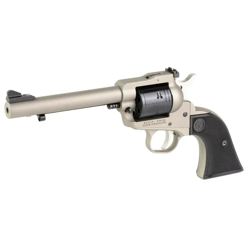 Ruger Super Wrangler .22WMR/.22LR Silver Cerakote w/ Black Grips Webinar - 1