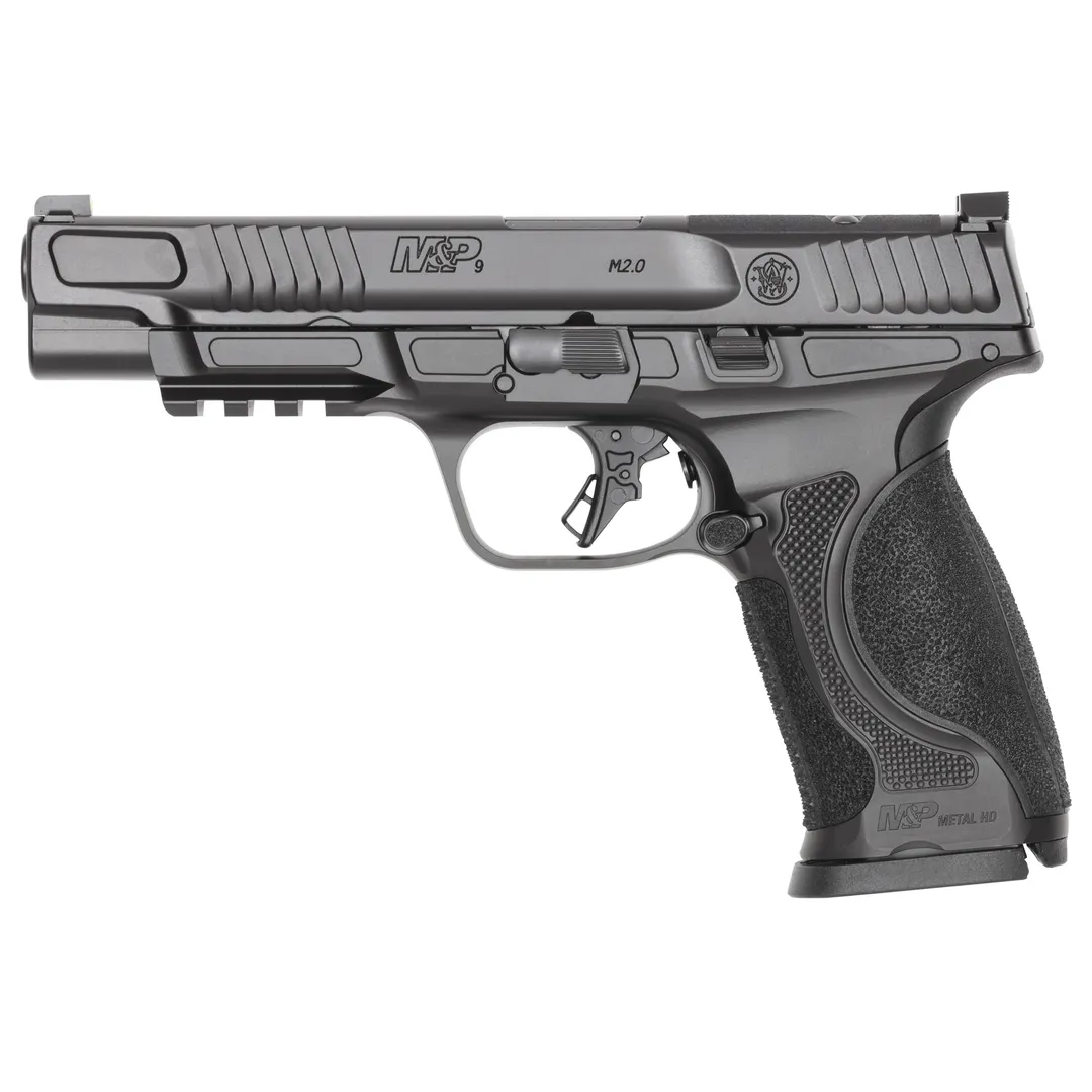 Smith & Wesson M&P 9 M2.0 Metal 9mm Striker-Fired Optics Ready Pistol 5in Barrel Armornite Black 15+1 2 Mags Webinar