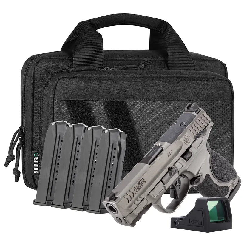 Smith & Wesson M&P M2.0 Metal Compact 9mm 3.6in Optics Ready Tungsten Cerakote Manual Safety 15+1 w/ Viridian RFX11, 5 Mags & Range Bag Webinar - 1