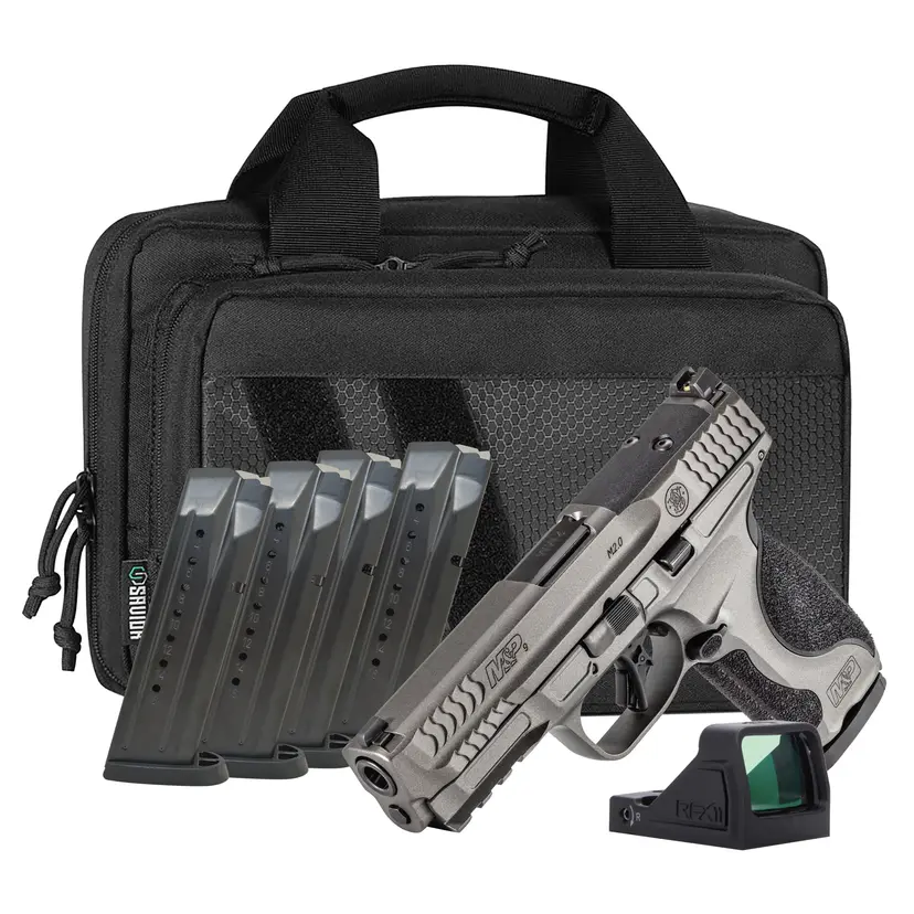 Smith & Wesson M&P9 M2.0 Metal OR 9mm 4.25in Tungsten Gray 17rd Bundle w/ Viridian RFX11 Green Dot, 5 Mags & Savior Bag Webinar - 1