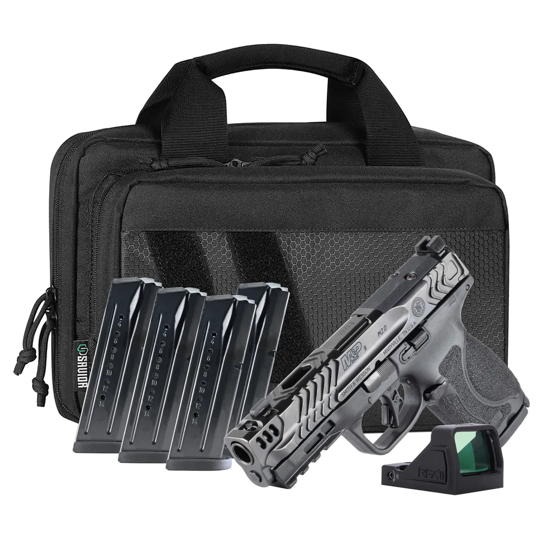 Smith & Wesson Performance Center M&P Compact Carry Comp 9mm 4.2in Ported Barrel Pistol Bundle w/ Viridian RFX11, 5x15rd Mags, Savior Bag Webinar