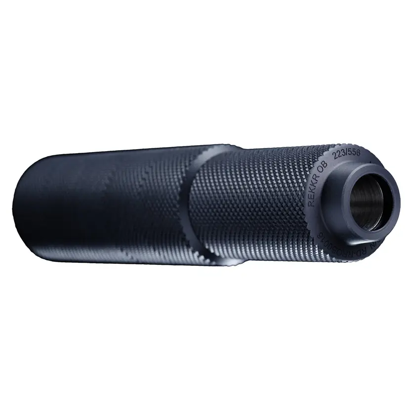 Sonicore Rekkr OB Over-Barrel 5.56 Suppressor 1/2x28 Direct Thread Black Stainless Steel 8.37in 14.8oz Webinar - 1