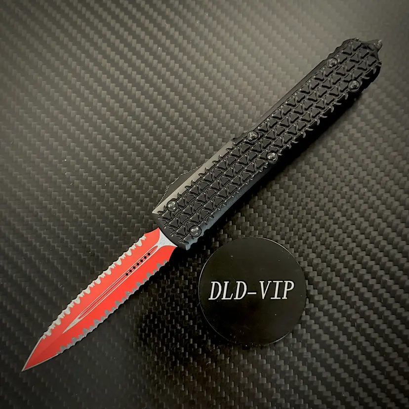 Microtech Tri Pin Microtech Ultratech D/E Tri-Grip SL Red Double Full Serrated...